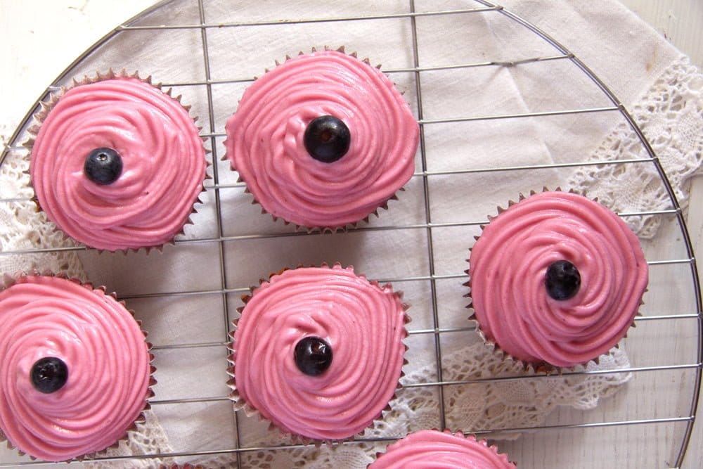 Carrot Cupcakes with Blueberry Frosting