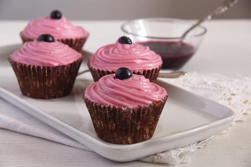 Carrot Cupcakes with Blueberry Frosting