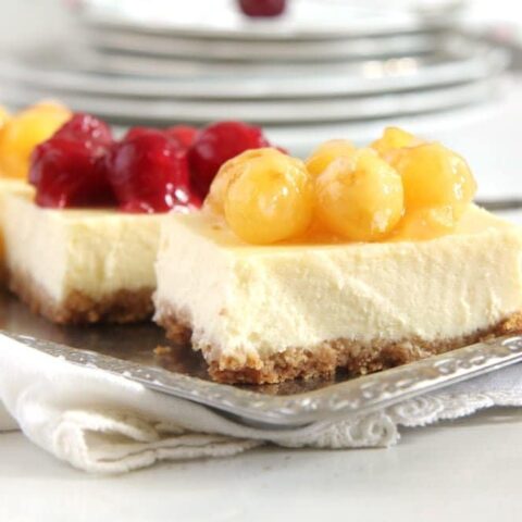 cream cheese bars with cherry topping