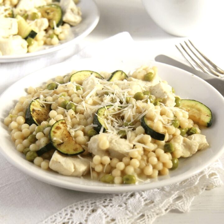 chicken israeli couscous with zucchini