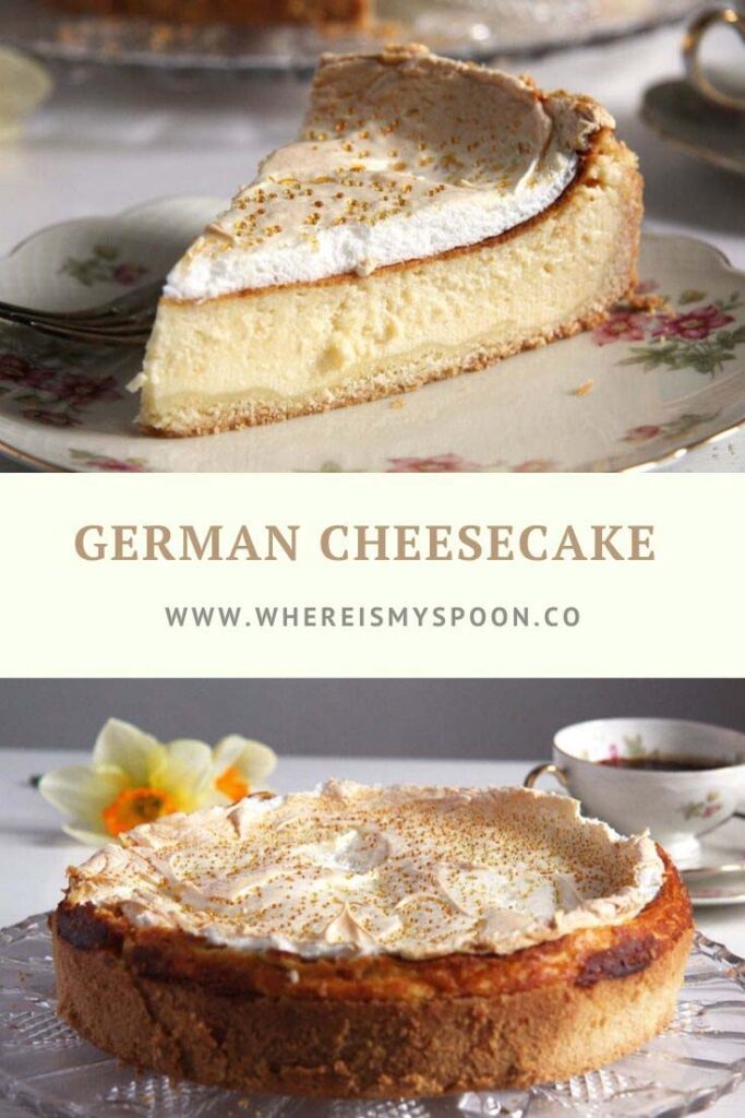 german cheesecake with meringue topping