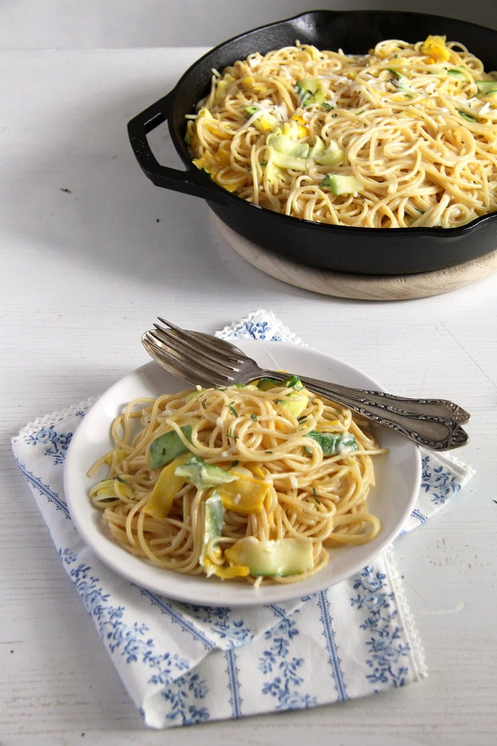 Spaghetti with Zucchini and Goat Cheese