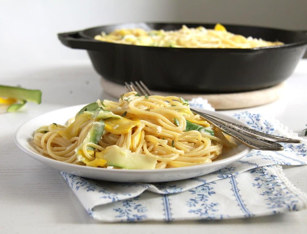 Spaghetti with Zucchini and Goat Cheese