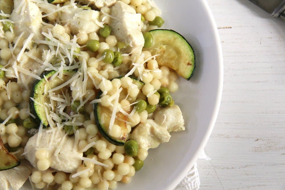 Israeli Couscous with Chicken and Peas - A Family Feast®