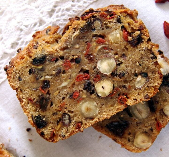 vegan apple bread with trail mix