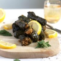 Syrian stuffed vine leaves with rice