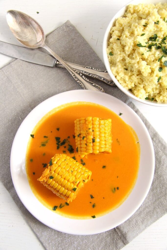 Somali Corn in Coconut Turmeric Sauce