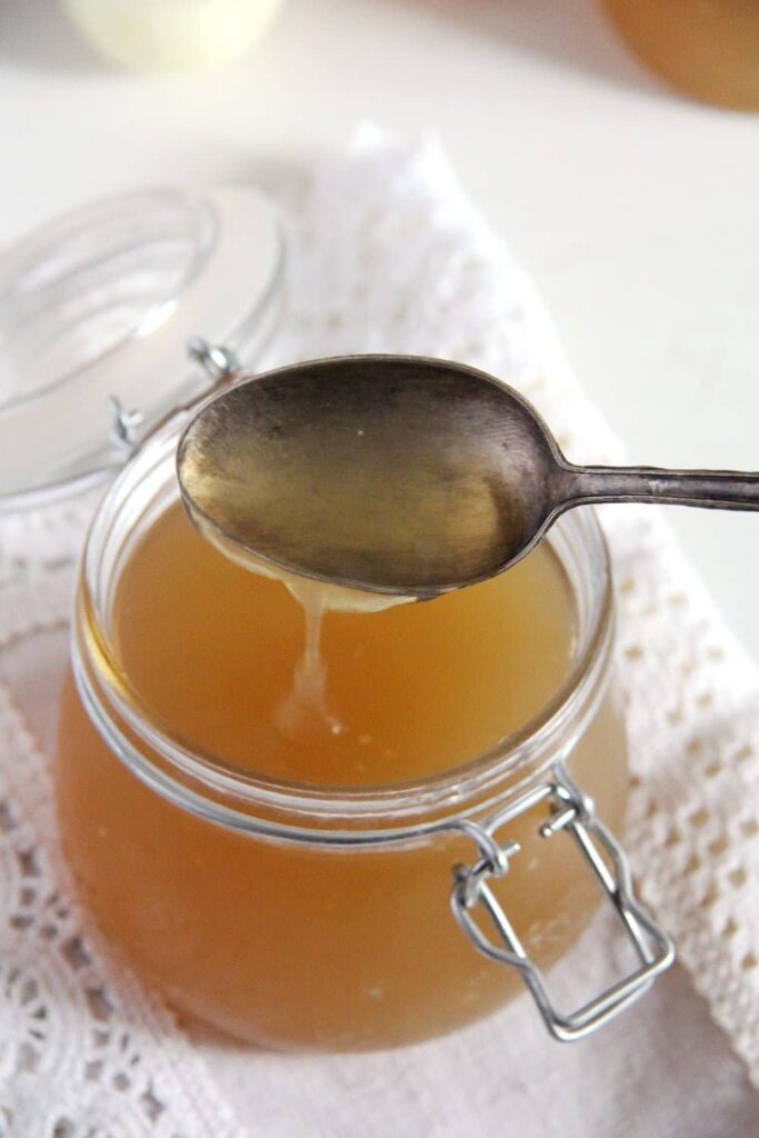 homemade bone broth in a jar