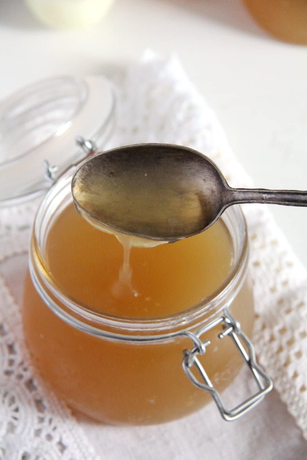 homemade bone broth in a jar