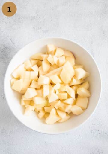 chopped apples in a bowl.