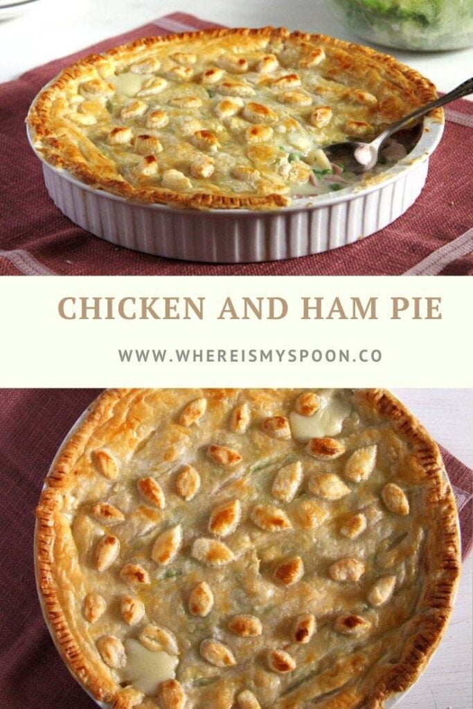 chicken ham pie with puff pastry