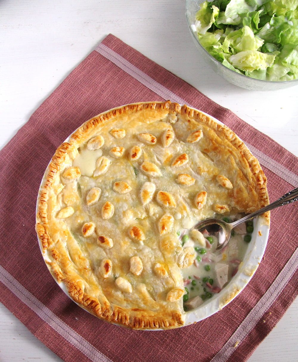 chicken and ham pie ready to be served