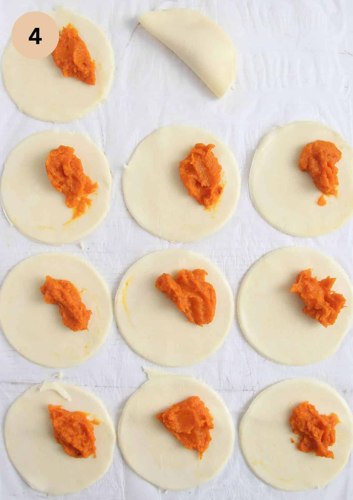 filling harry's pasties with pumpkin filling.