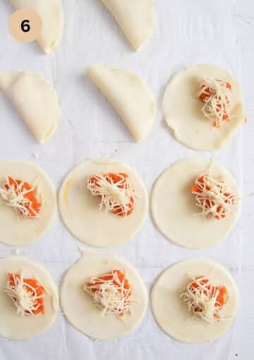 filling savory pasties with pumpkin puree and grated cheese.