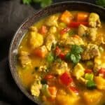 pinterest image with title for turkey coconut milk curry.