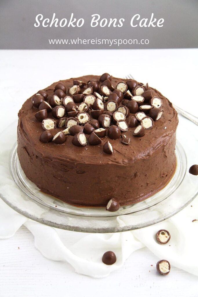 chocolate cake with hazelnuts and candy
