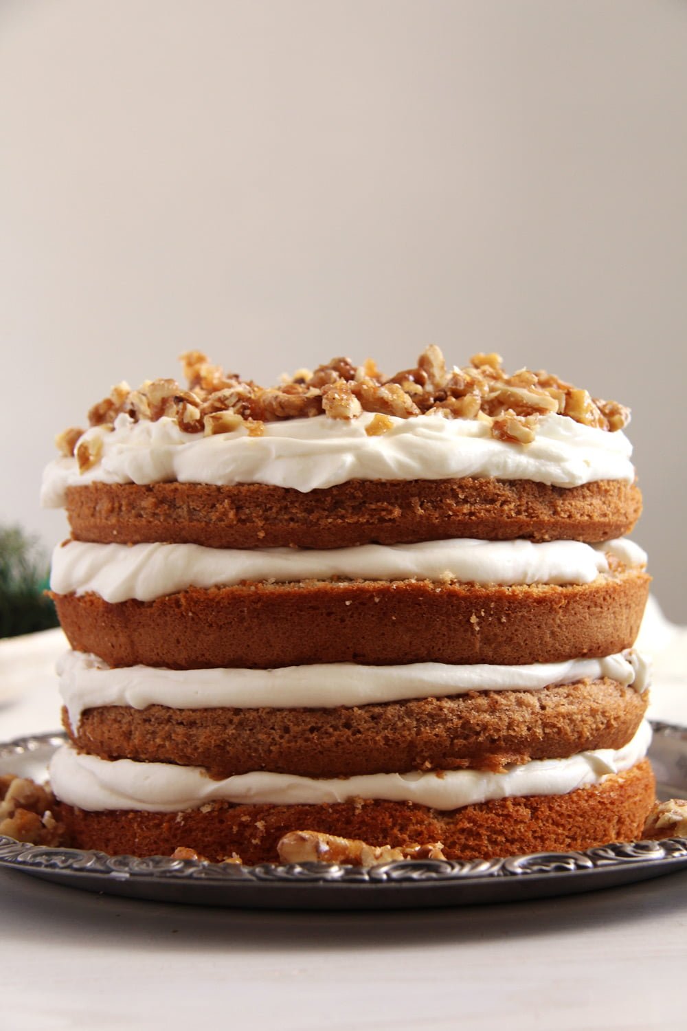 walnut cake with candied walnuts