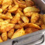 pin image with title of crunchy baked potato wedges.