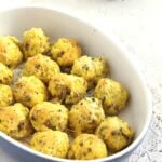 pinterest image with title polenta and cheese balls.