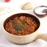 pot of vegan soy stew on the table