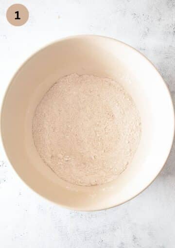 mixed flour, baking powder, sugar and salt in a bowl.