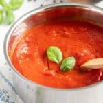 pinterest image with the title spicy marinara sauce.
