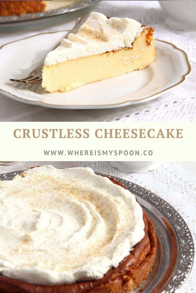 crustless cheesecake with whipped cream