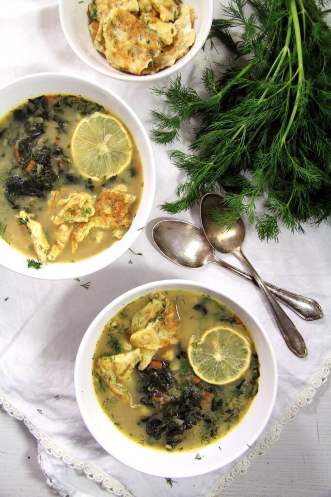 Romanian Spinach Soup with Omelet