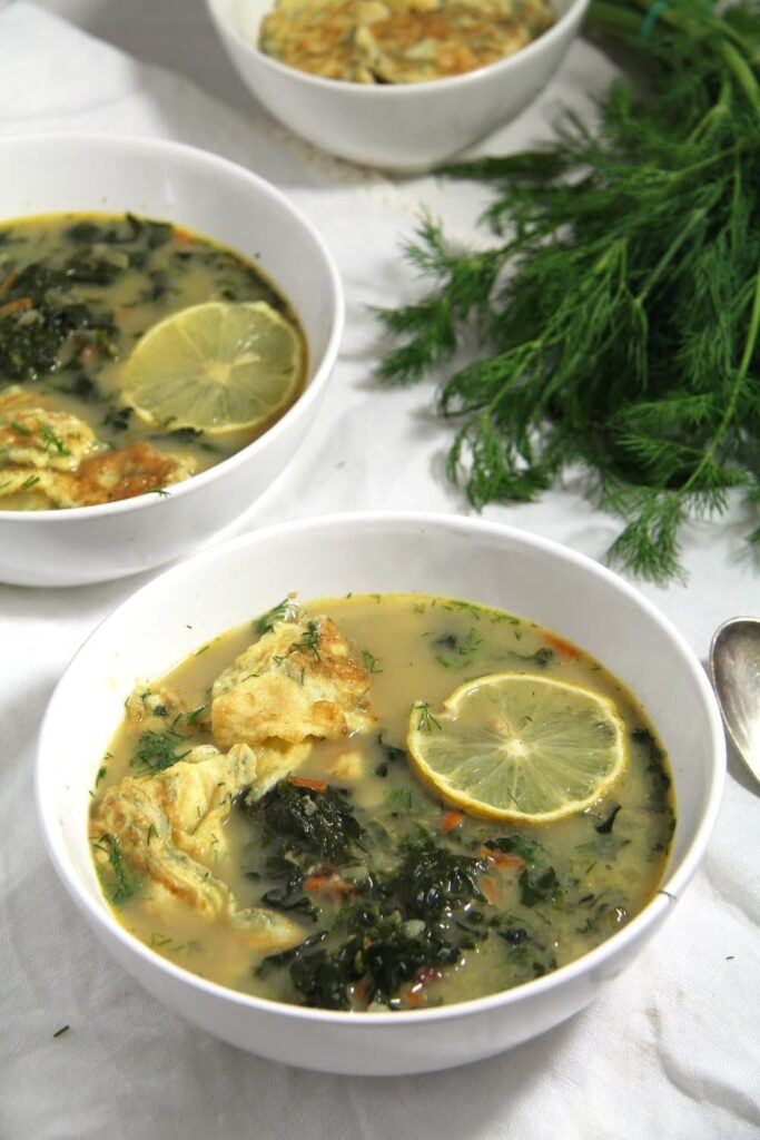 Romanian Spinach Soup with Omelet