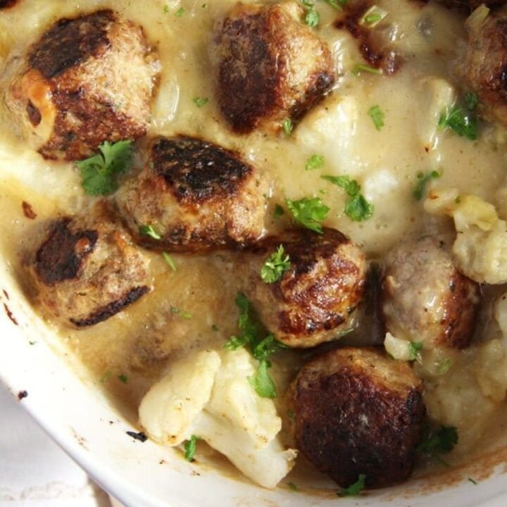 Turkey Meatball Casserole (with Cauliflower)