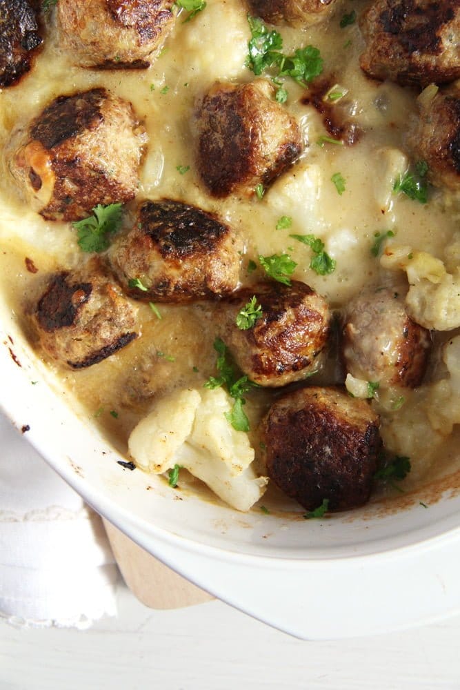 Turkey Meatballs Cauliflower Casserole