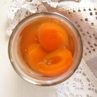 jar with sugared apricots.