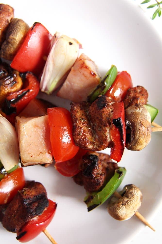 pork kebabs with vegetables