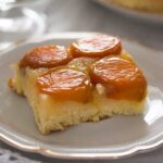 a slice of upside down apricot cake