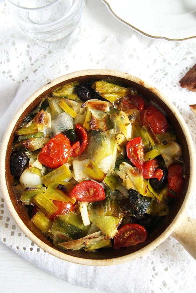 Leek and Black Olive Stew