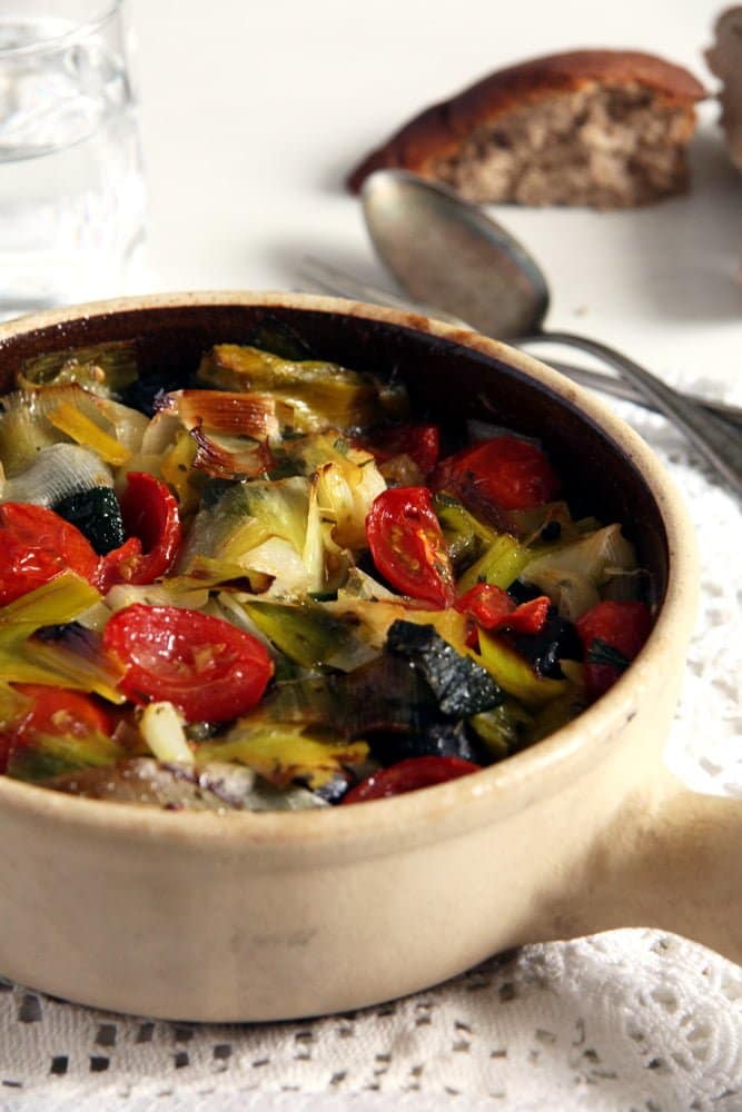 Leek and Black Olive Stew