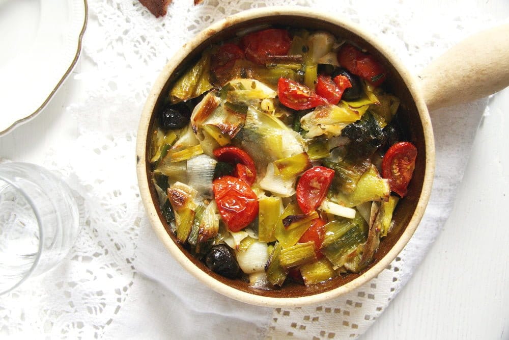 Leek and Black Olive Stew