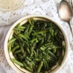 pinterest image with the title romanian green beans.