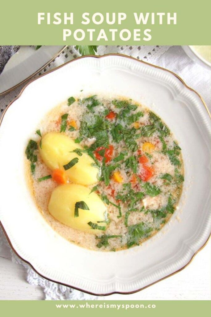 romanian fish soup with potatoes ready to be served