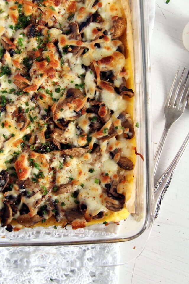 Mushroom Polenta Casserole (with Cheese)
