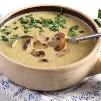 bowl of creamy homemade mushroom soup