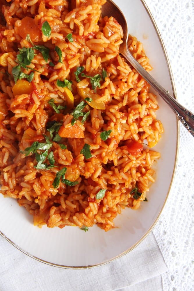 tomato rice with vegetables