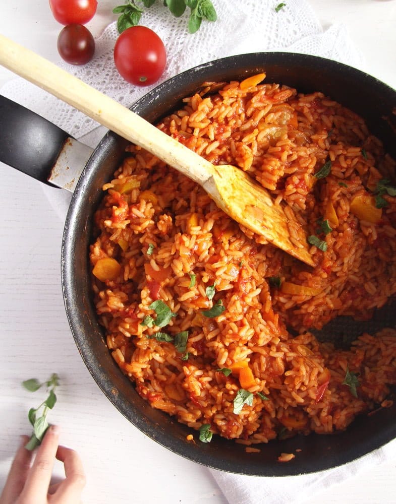 tomato rice with vegetables