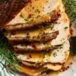 pinterest image with title for slow roast turkey breast.