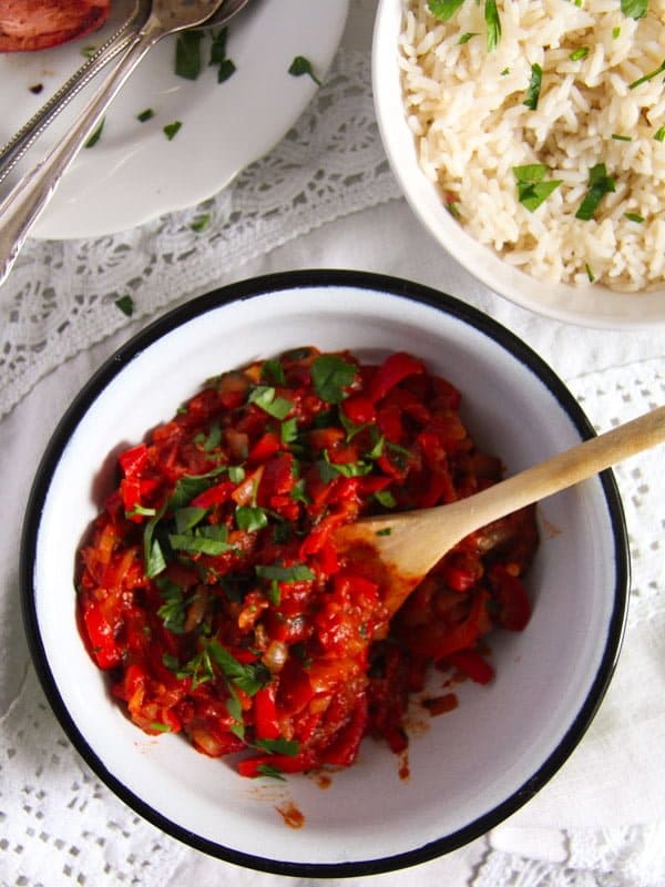 Vegan Hungarian Lecso with rice