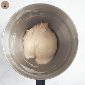 dough for naan bread before rising in a bowl.