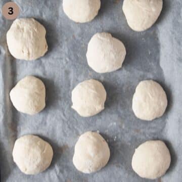 balls of dough for making naan bread before rising.