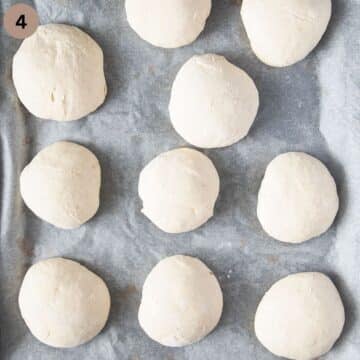 balls of dough for making afghan bread after rising.