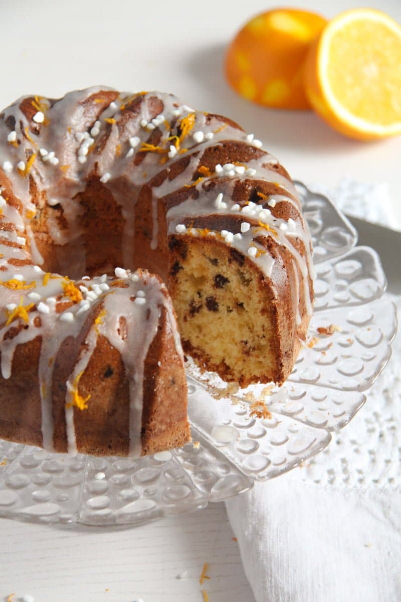 Orange Raisin Cake with Chocolate Chips (Bundt Cake)