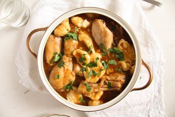 chicken paprikash recipe, romanian or hungarian in a large bowl.